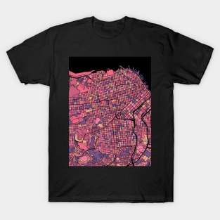 San Francisco Map Pattern in Purple & Pink T-Shirt